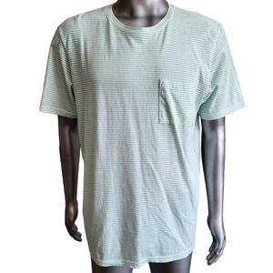 186. Goodlife Green & White striped short sleeve shirt - XL